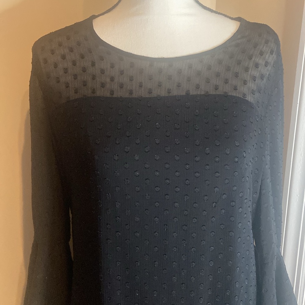 VINCE CAMUTO Black Clip Dot Chiffon NWT Size 16 Dress - Picture 2 of 14